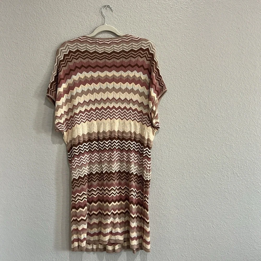 Verve Sweater Dress Black Chevron Print Midi  Size 2X Brown Tan Pink TC0035